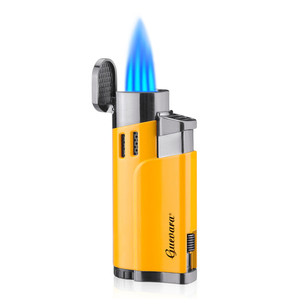Cigar Lighters and Cutter Set with Butane Refillable Four Jet Flame Lighters Sharpening Blade Cigar Guillotine Windproof Lighter Torch