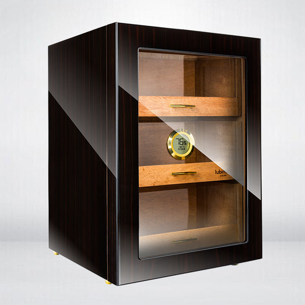 Lubinsky cigar box triple perspective window cedar wood cigar cabinet LUBINSKI cigar display moisturizer