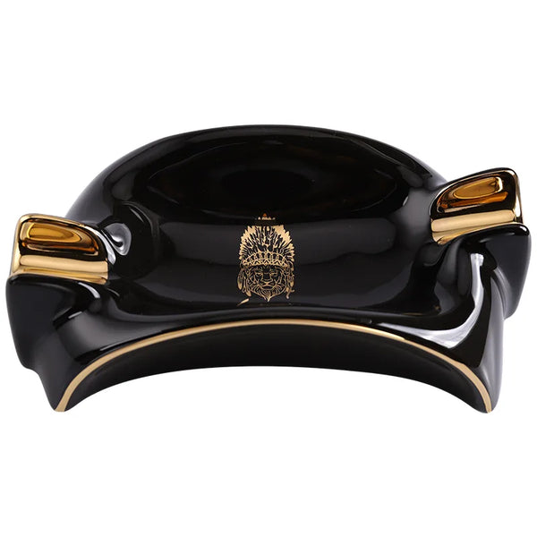 LUBINSKI Ceramic Cigar Ashtray holder 2 cigars Portable Home Cigarette Ash Slot with gift box
