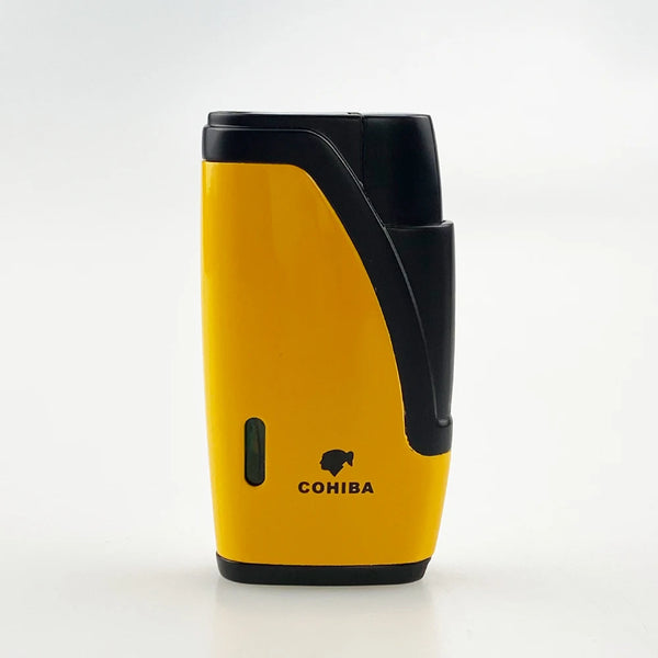 COHIBA Cigar Lighters 2 Jet Torch Flame Refillable with Cigar Punch Butance Cigarette Tobacco Tool Accessories for Gift Box