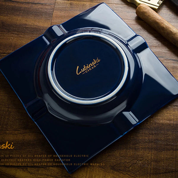 LUBINSKI Ceramic Cigar Ashtray holder 4 cigars Portable Home Cigarette Ash Slot with Gift Box for  Cigar