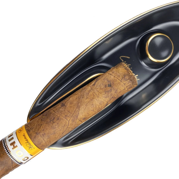 LUBINSKI Cigar Ashtray Travel Ashtray Outdoor Ceramic Boat shape Ash Tray holder 1 cigar Single Slot Design