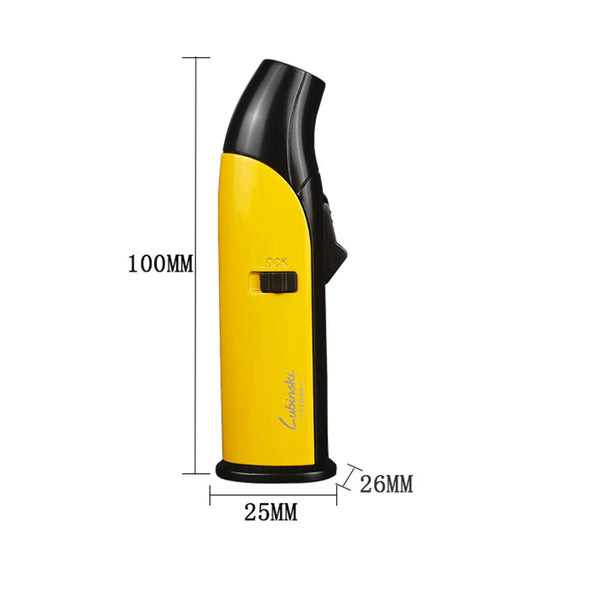 LUBINSKI Cigar Cigarette Tobacco Lighter Single Torch Jet Flame Refillable With Punch Smoking Tool Accessories Portable