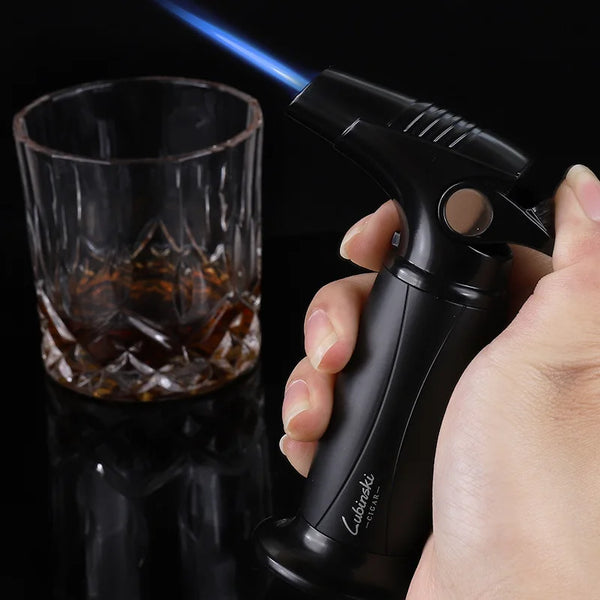 LUBINSKI Metal Windproof Mini Pocket Cigar Lighter Jet  Flame Torch Cigarette Lighters for Gift Box