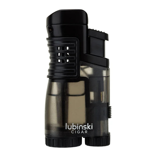 LUBINSKI Cigar Lighter Cigarette Tobacco Lighter 3 Torch Jet Flame Refillable Cigar Accessories with Holder Portable Gift Box