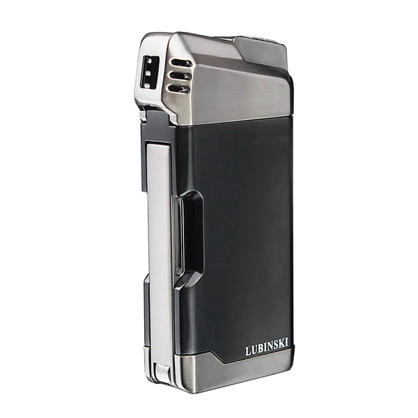 LUBINSKI Cigar Cigarette Tobacco Lighter Single Torch Jet Flame Refillable With Punch Smoking Tool Accessories Portable
