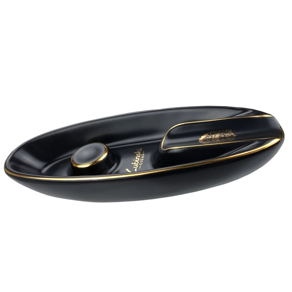 LUBINSKI Cigar Ashtray Travel Ashtray Outdoor Ceramic Boat shape Ash Tray holder 1 cigar Single Slot Design