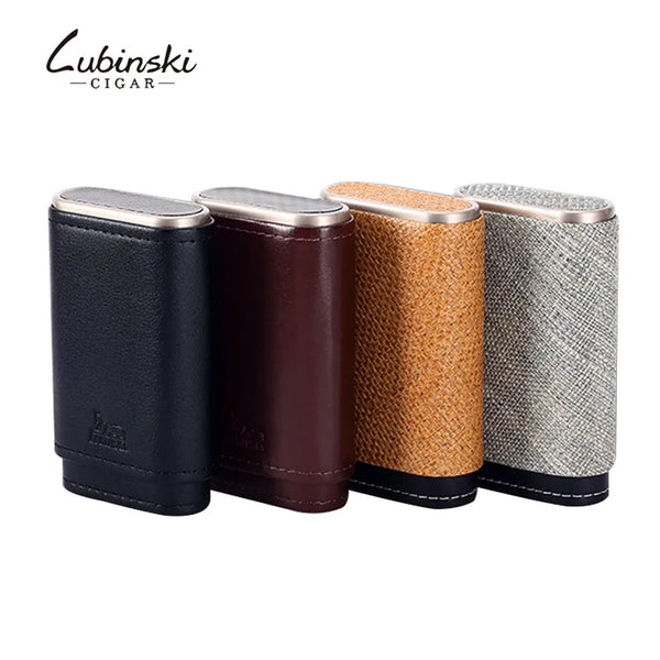 LUBINSKI Travel Leather Cigar Case Humidor Holder 3 Tubes Humidor Box with  Travel Accessories Pocket