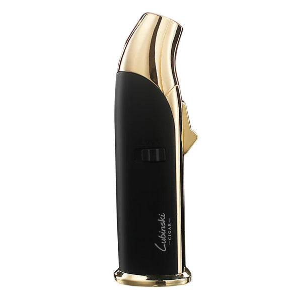 LUBINSKI Cigar Cigarette Tobacco Lighter Single Torch Jet Flame Refillable With Punch Smoking Tool Accessories Portable