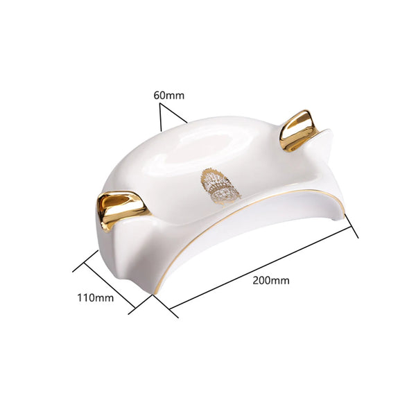 LUBINSKI Ceramic Cigar Ashtray holder 2 cigars Portable Home Cigarette Ash Slot with gift box