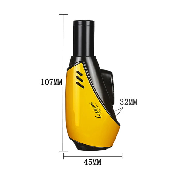LUBINSKI Cigar Cigarette Tobacco Lighter Single Torch Jet Flame Refillable With Punch Smoking Tool Accessories Portable