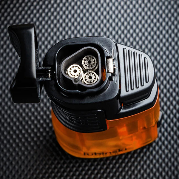LUBINSKI Cigar Lighter Cigarette Tobacco Lighter 3 Torch Jet Flame Refillable Cigar Accessories with Holder Portable Gift Box