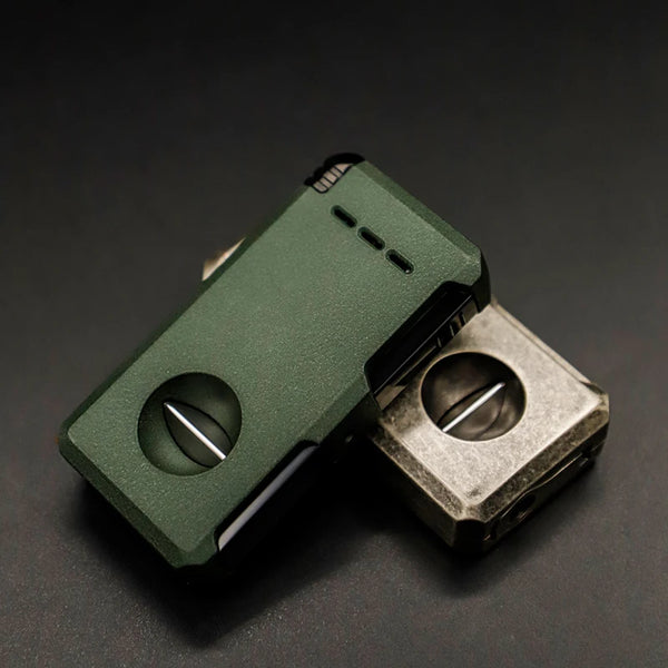 Guevara Luxury Refillable Butane Torch Cigar Lighter with Cigar V Cutter