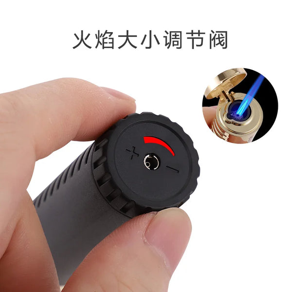 LUBINSKI Cigar Cigarette Tobacco Lighter Single Torch Jet Flame Refillable With Holder Smoking Tool Accessories Portable