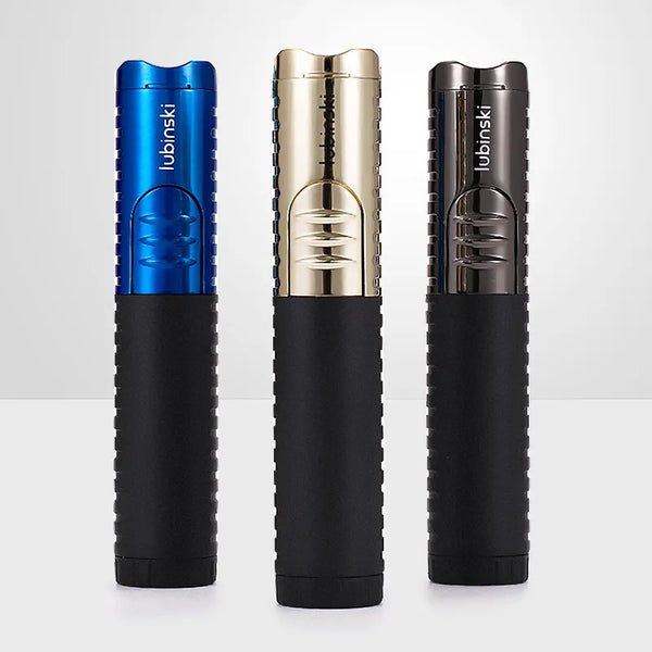 LUBINSKI Cigar Cigarette Tobacco Lighter Single Torch Jet Flame Refillable With Holder Smoking Tool Accessories Portable