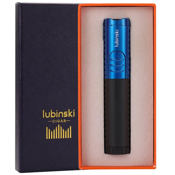 LUBINSKI Cigar Cigarette Tobacco Lighter Single Torch Jet Flame Refillable With Holder Smoking Tool Accessories Portable