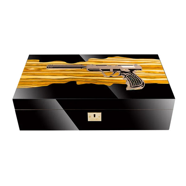 LUBINSKI  Humidor Cigar Box Glass  Cedar Wood  Capacity Big Cigar Humidor Box Home Storage Cigars Tool Box W/ Hygrometer