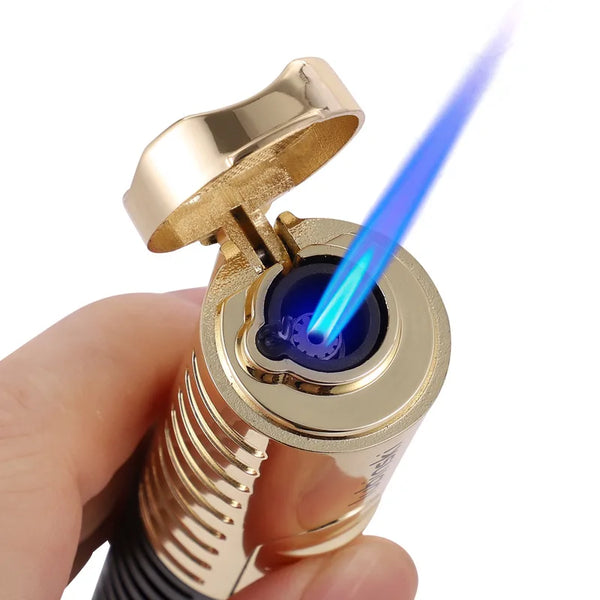 LUBINSKI Cigar Cigarette Tobacco Lighter Single Torch Jet Flame Refillable With Holder Smoking Tool Accessories Portable