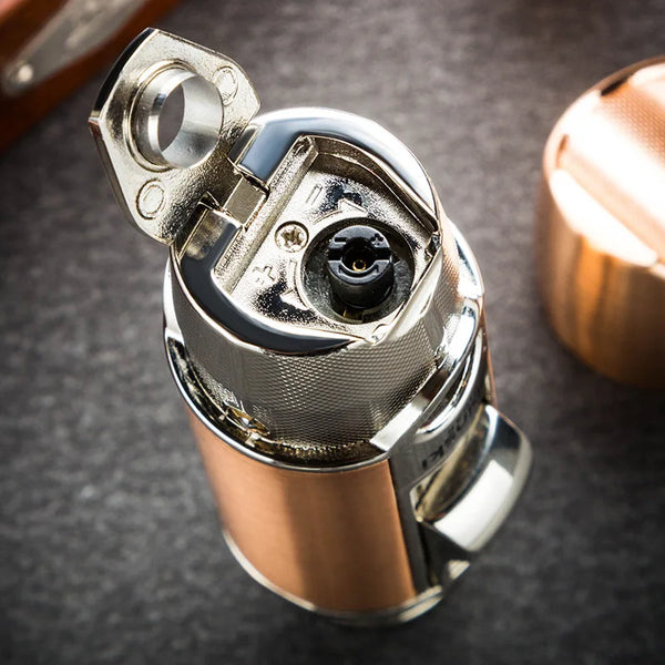 LUBINSKI Cigar Cigarette Tobacco Lighter Torch Jet Flame Refillable With Holder Cigar Punch Smoking Tool Accessories Portable
