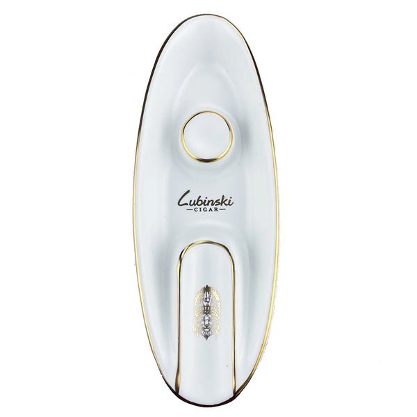 LUBINSKI Cigar Ashtray Travel Ashtray Outdoor Ceramic Boat shape Ash Tray holder 1 cigar Single Slot Design