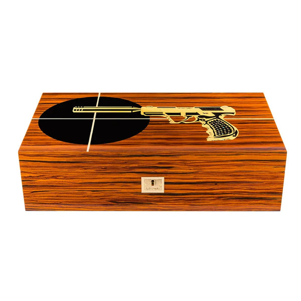 LUBINSKI  Humidor Cigar Box Glass  Cedar Wood  Capacity Big Cigar Humidor Box Home Storage Cigars Tool Box W/ Hygrometer