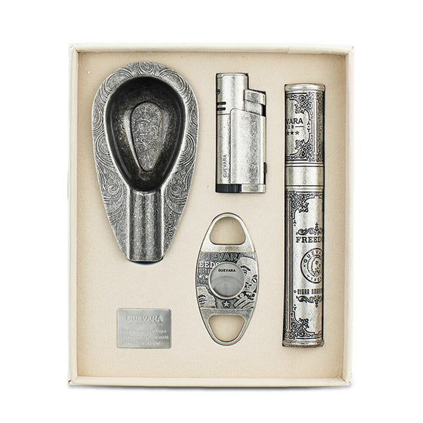 GUEVARA Cigar Lighter Accessories Set Men Gift Box Lighter Cigar Jet Flame Portable Butane Gas Cigarette Retro Lighters
