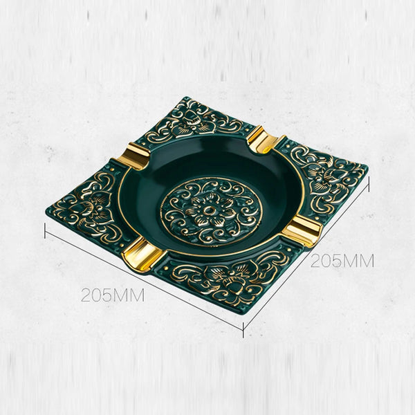 LUBINSKI Ceramic Cigar Ashtray holder 4 cigars Portable Home Cigarette Ash Slot with Gift Box for  Cigar