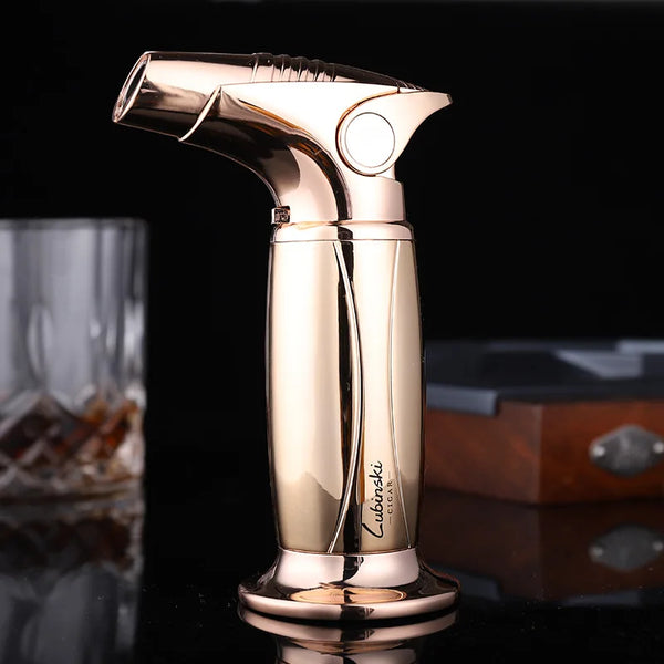 LUBINSKI Metal Windproof Mini Pocket Cigar Lighter Jet  Flame Torch Cigarette Lighters for Gift Box