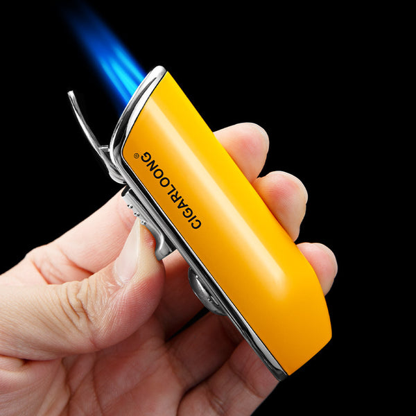 Cigar Cutter Two-piece Windproof Cigar Lighter Stainless Steel Cigar Cutter with Punch