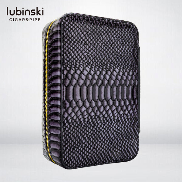 Multifunctional Portable Cigar Bag Rubinsky Python Leather Cigar Cutter Lighter Wine Pot Cigarette Case