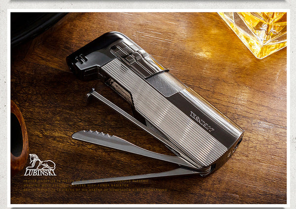 Lubinsky LUBINSKI pipe lighter, zinc alloy electroplated oblique fire three-in-one open flame lighter