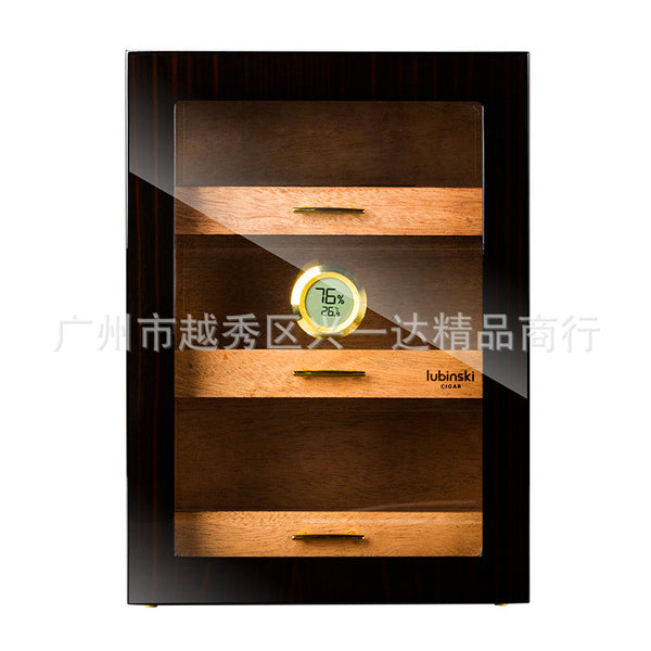 Lubinsky cigar box triple perspective window cedar wood cigar cabinet LUBINSKI cigar display moisturizer