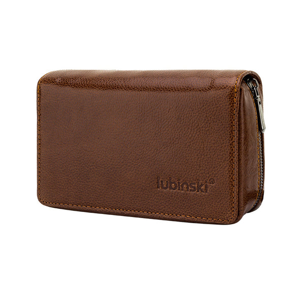 LUBINSKI Pipe Bag Portable Cowhide Three Pipe Bag Zipper Multifunctional Rubinsky Pipe Accessories Placement Bag