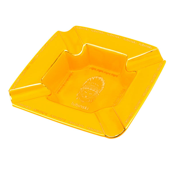 LUBINSKI Cigar Ashtray with Four Cigar Slots, Ceramic Gold Painted Large Capacity Gift Box, Rubinski Cigar Ashtray