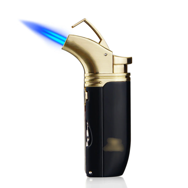 Metal Cigar Lighter Torch 2 Jet Flame Refillable with Cigar Punch Cutter Needle Butance Cigarette Tobacco Accessories