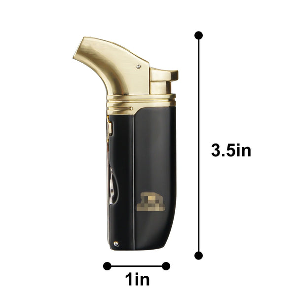 Metal Cigar Lighter Torch 2 Jet Flame Refillable with Cigar Punch Cutter Needle Butance Cigarette Tobacco Accessories