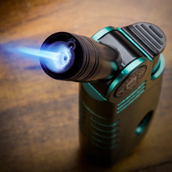 LUBINSKI Cigar Lighter Cigarette Tobacco Lighter Torch Jet Flame Refillable Cigar Accessories with Holder Portable Gift Box