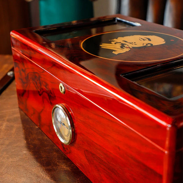 GUEVARA Cigar Humidifier Hygrometer Humidor Large-capacity Cigarette Multi-layer Portable Cabinet Piano Paint Cigar Box