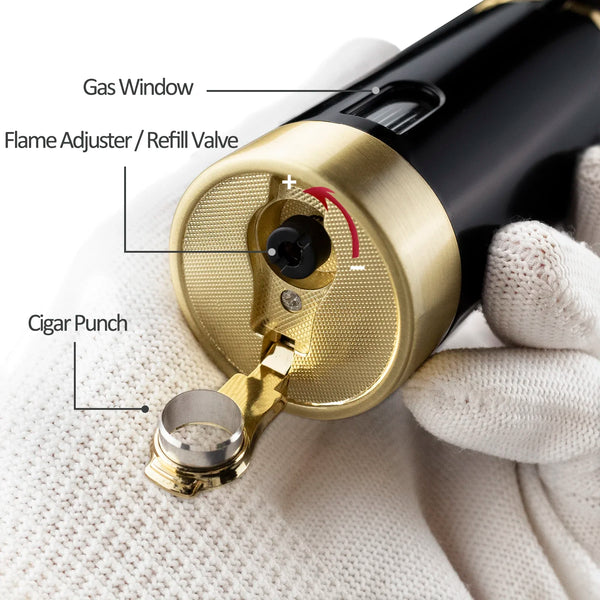 Guevara Metal Cigar Cigarette Tobacco Lighter Torch 3 Jet Flame Refillable With Punch Smoking Tool Accessories Portable Gift Box