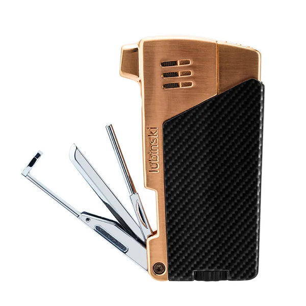 LUBINSKI Cigar Lighter Lubinski 1 Flame Jet Torch Windproof Butane Gas Lighter Pocket Cigarette Lighters with Cigar Punch