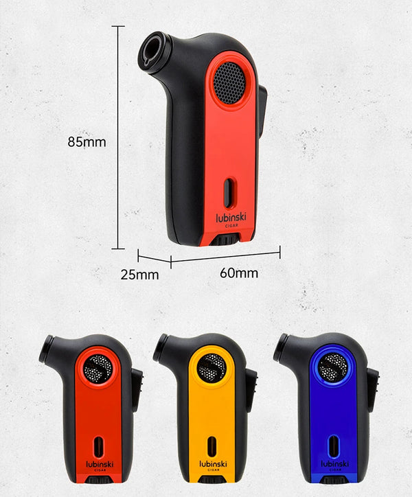 LUBINSKI Luxury Torch Metal Lighter Jet Turbine Outdoor Barbecue Kitchen Butane Gas Lighter Windproof Cigar Accessory Gift Men