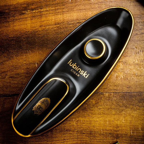 LUBINSKI Travel Set Luxury Cigar Set Cigar Windproof Lighter Sharp Cutter Ceramic Ashtray 3 Cigar Tool Fashion Gift Set for Man