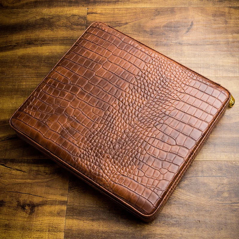 LUBINSKI Portable Cigar Box 10 Pcs Leather Cedar Wood Zipper