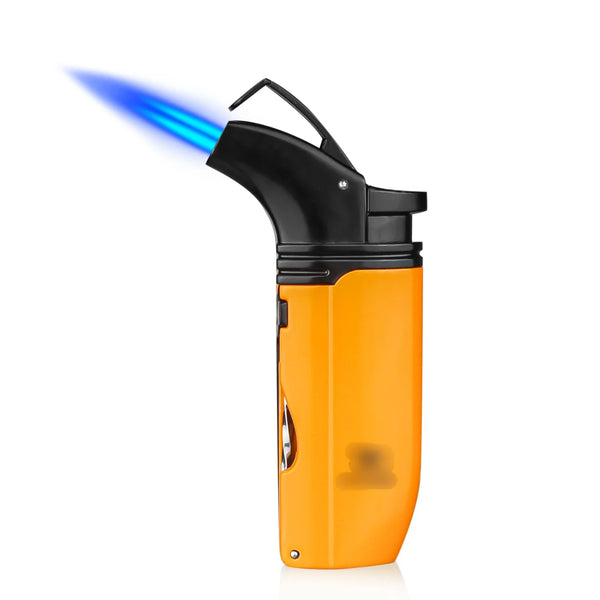 Metal Cigar Lighter Torch 2 Jet Flame Refillable with Cigar Punch Cutter Needle Butance Cigarette Tobacco Accessories