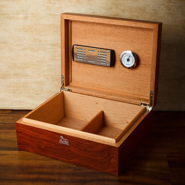 LUBINSKI Cigar Humidor Cedar Wood Varnished Rosewood Cigar Cigarette Case Box with Hygrometer Smoking Accessories for Man