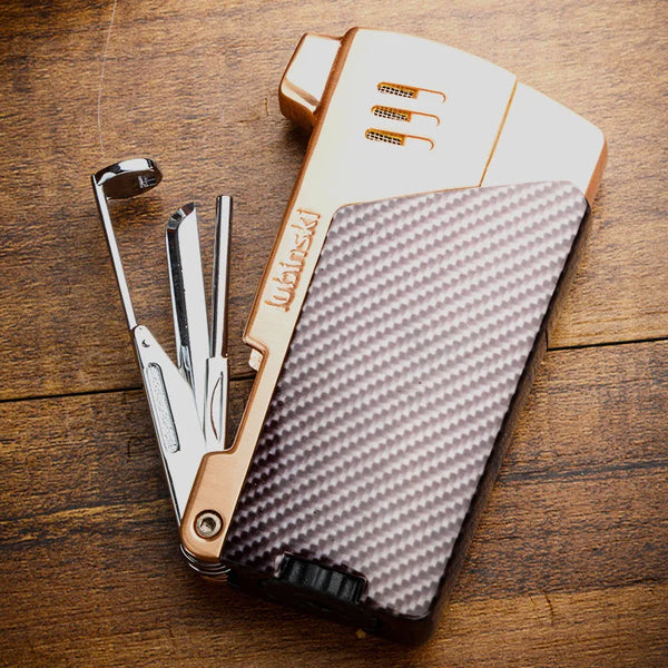 LUBINSKI Cigar Lighter Lubinski 1 Flame Jet Torch Windproof Butane Gas Lighter Pocket Cigarette Lighters with Cigar Punch