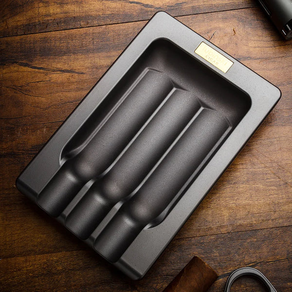 LUBINSKI Cigar Tool Set Alloy Ashtray 4 Straight Punch Lighter V-shaped Scissors Three Tool Gift Box Set Accessories