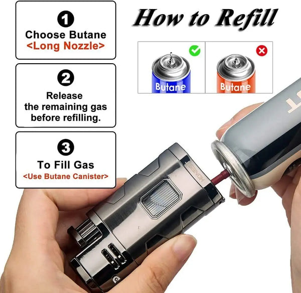 Cigar Three Torch Lighters Triple Jet Flame Refillable Butane Lighter Windproof with Punch Marjiuana Smoking Accessories