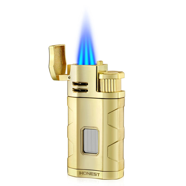 Cigar Three Torch Lighters Triple Jet Flame Refillable Butane Lighter Windproof with Punch Marjiuana Smoking Accessories
