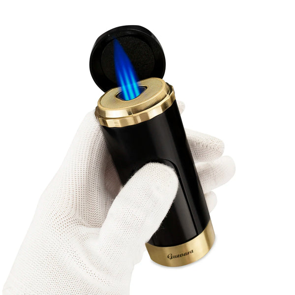 Guevara Metal Cigar Cigarette Tobacco Lighter Torch 3 Jet Flame Refillable With Punch Smoking Tool Accessories Portable Gift Box